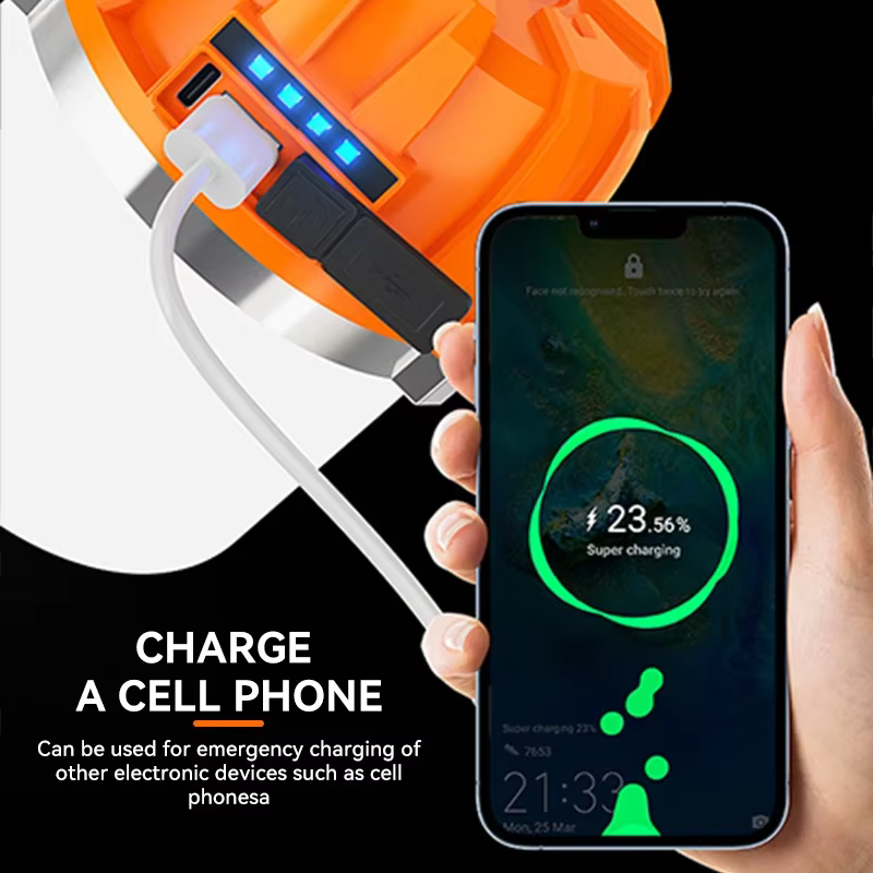 Lanterne de Camping LED 500W, lampe Portable Rechargeable par USB, ampoule avec affichage de puissance, lumière de secours pour la pêche en plein air