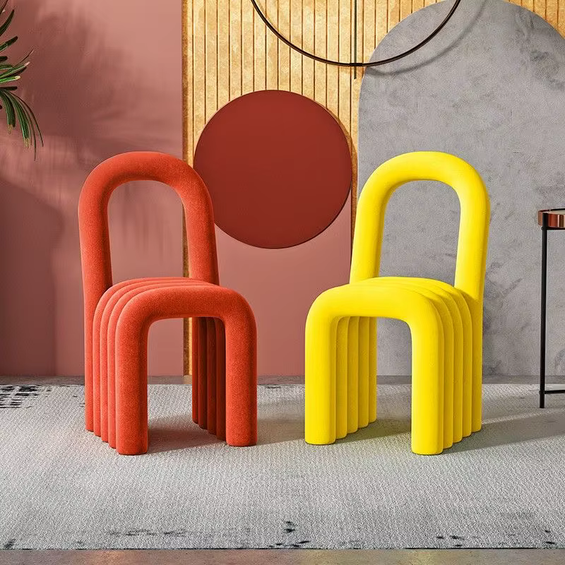 Chaise de maquillage en velours irrégulier en peluche pour chambre de filles