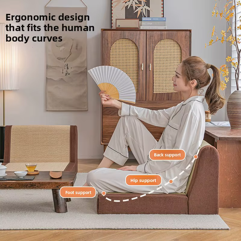 Chaise de sol japonaise en soie de bambou, dossier, siège Tatami, tabouret de méditation sans jambes, chaise longue de balcon Portable, siège de canapé ergonomique