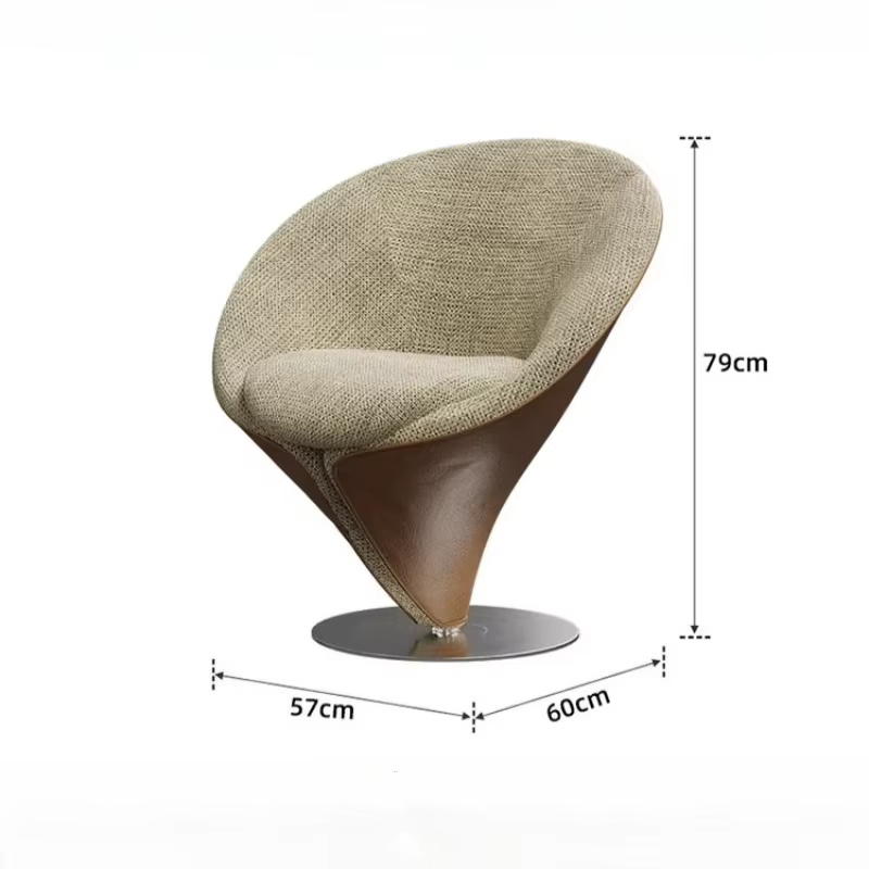 Fauteuil de salon pivotant minimaliste italien, base conique design, fauteuil d'appoint en Nappa, tabouret de maquillage de luxe, chaise de maquillage pour salon
