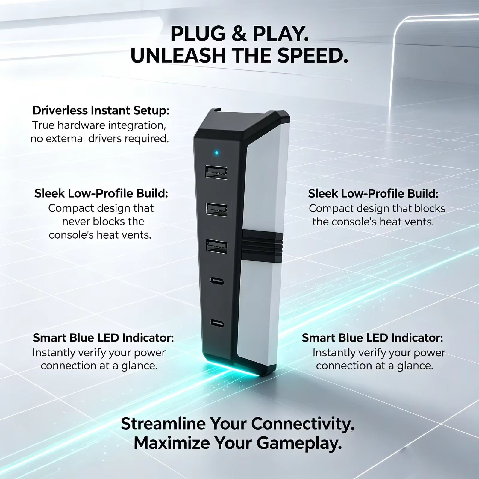 Hub USB 5-en-1 pour console PS5 Pro