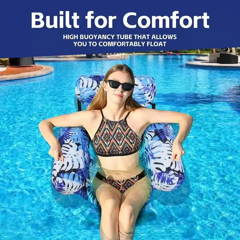 Chaises flottantes pour piscine, chaise longue gonflable pour adultes avec accoudoirs et dossier, transat flottant pour l'eau, hamac aquatique pour le plaisir estival dans l'eau