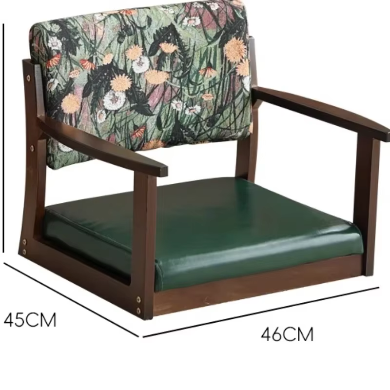 Chaise japonaise au sol avec dossier, tabouret Zaisu en bois massif, design sans pieds pour balcon/lit/baie vitrée, tabouret bas