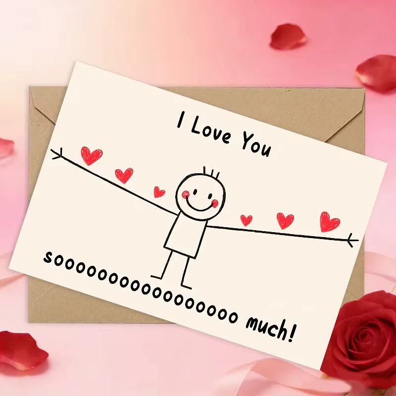 1 carte d'amour en papier pour la Saint-Valentin, idéale pour les cartes vierges à écrire soi-même, adaptée aux couples et aux familles