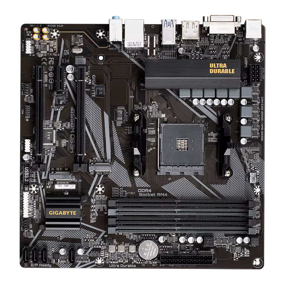 Carte mère GIGABYTE B550M DS3H AM4 compatible avec les processeurs AMD B550 Ryzen 5 5600G/5600X