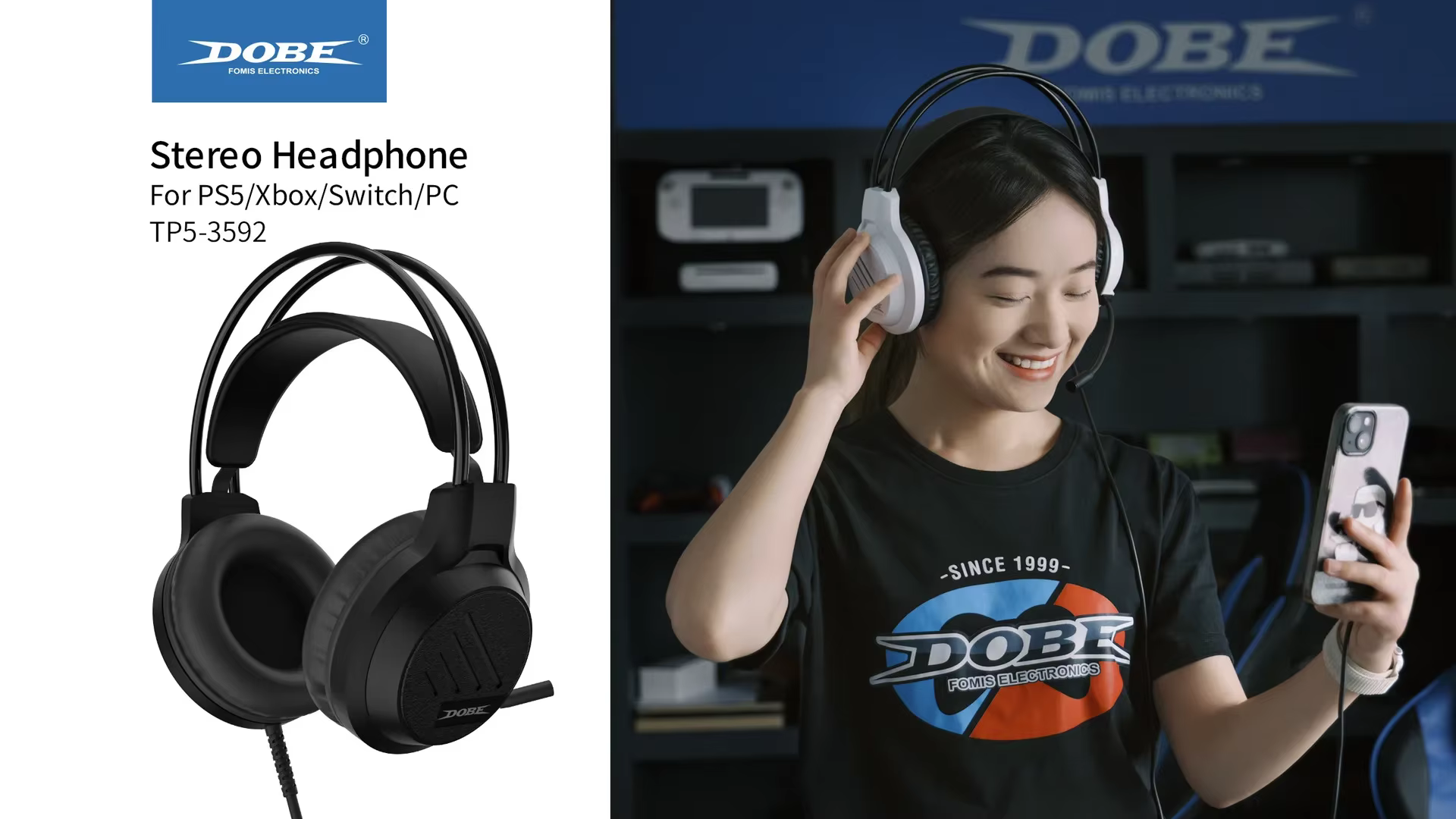 Casque de jeu universel TP5-3592 avec microphone à suppression de bruit pour PS5/PS4/Switch/XBOX/PC
