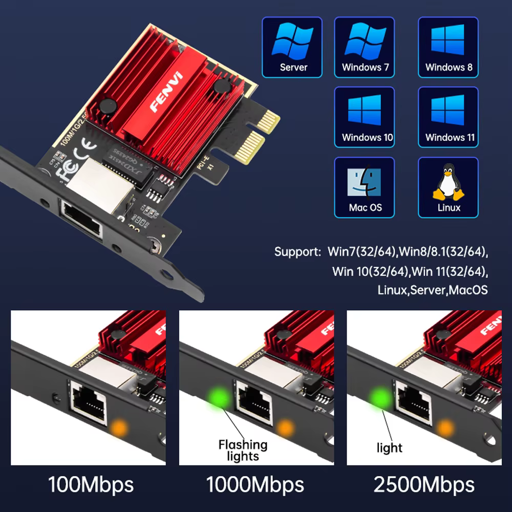 Carte réseau 2.5G PCI-E vers RJ45