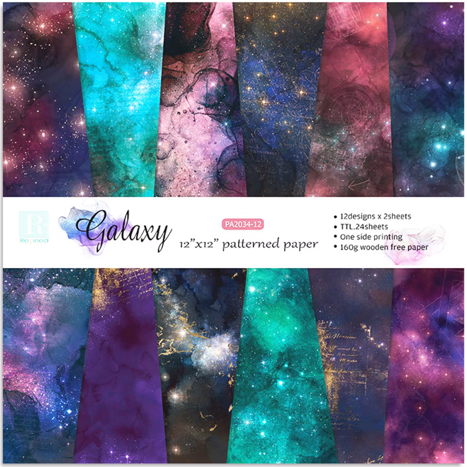 Bloc de papier pour Scrapbooking artisanal, 24 feuilles de 30x30cm, aquarelle, impression simple face, fournitures de papier cartonné pour Journal indésirable pour carte