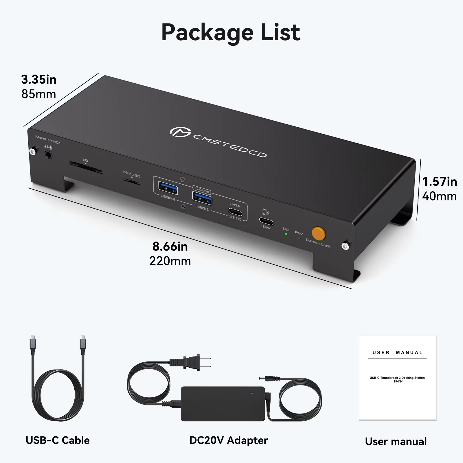 Station d'accueil USB C Triple affichage 4K @ 60Hz 1 PC partagé 3 moniteurs avec chargement PD HDMI DP 1000M Ethernet USB 3.2 SD TF VPFET