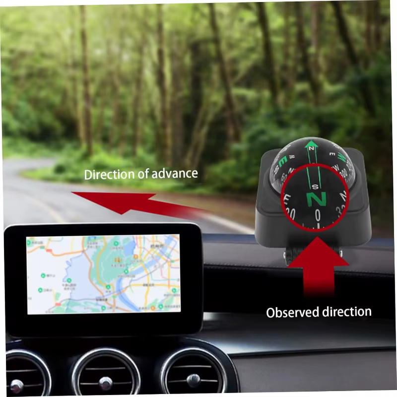 Boussole pour voiture, boussole de tableau de bord avec angle réglable, boussole de voiture facile à installer pour les voyages et le camping