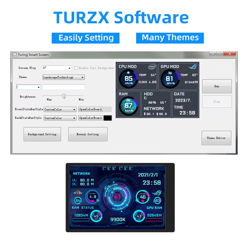 Écran secondaire de type C de 3.5 pouces pour ordinateur CPU RAM GPU HDD moniteur 320*480 IPS LCD ISB affichage logiciel TURZX NO AIDA64