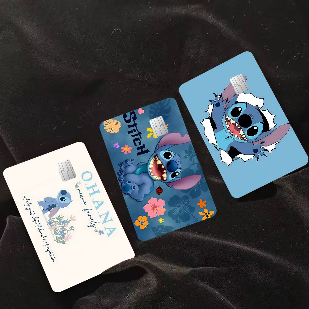 Autocollants mignons pour cartes de crédit S-Stitchs, pour cartes bancaires VISA, cartes de transport, autocollants imperméables, anti-rayures, cadeau pour femmes