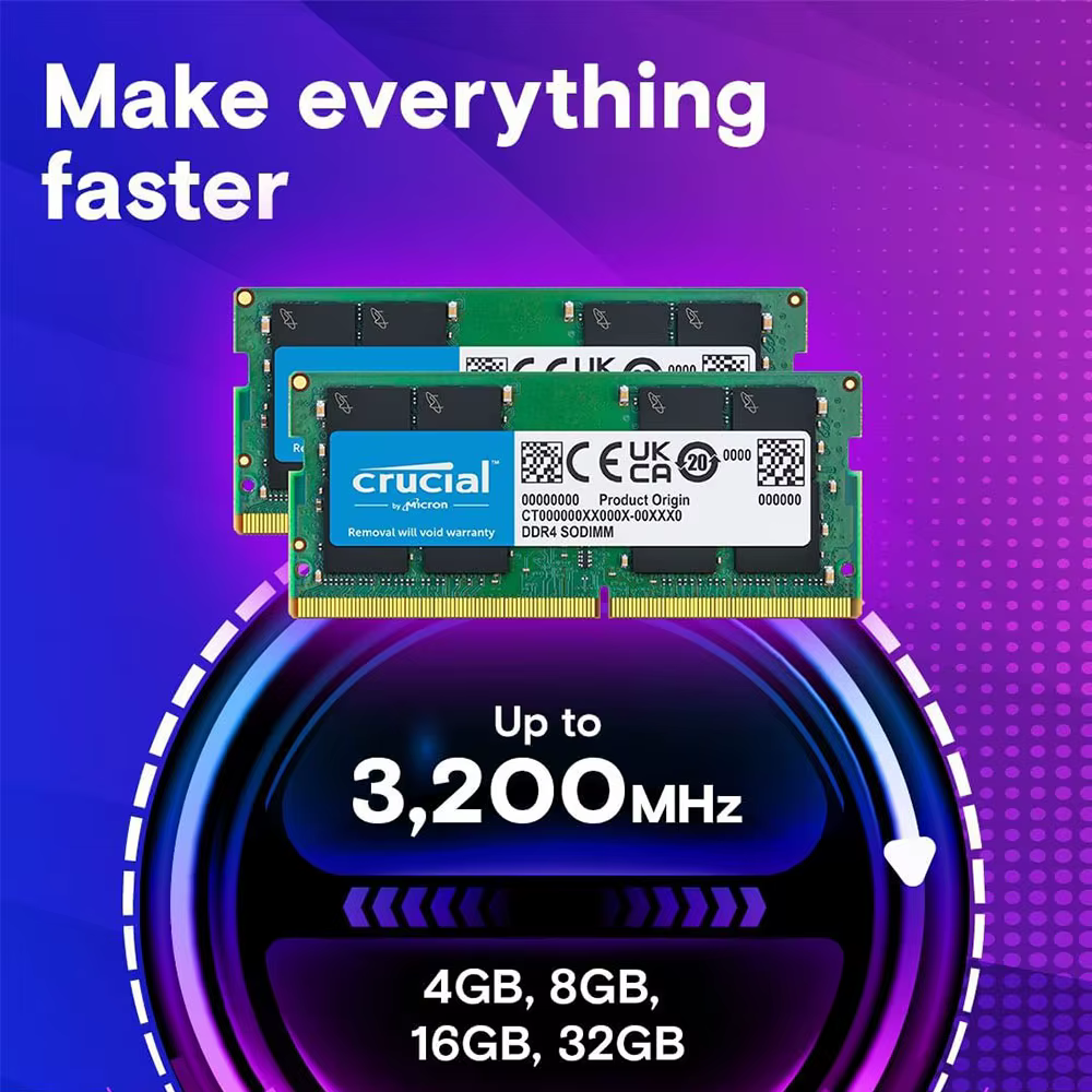 Crucial DDR4 RAM 16GB 32GB 4GB 8GB 3200MHz 2133 2400 2666MHz mémoire d'ordinateur portable SODIMM PC4-25600 21300 19200 17000 pour Intel et AMD