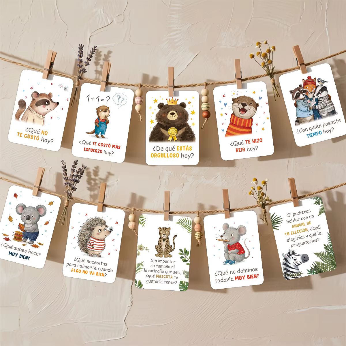 24 cartes de questions interactives en espagnol, cartes de réflexion sur soi et de développement de l'intelligence émotionnelle, cartes d'apprentissage de la langue espagnole