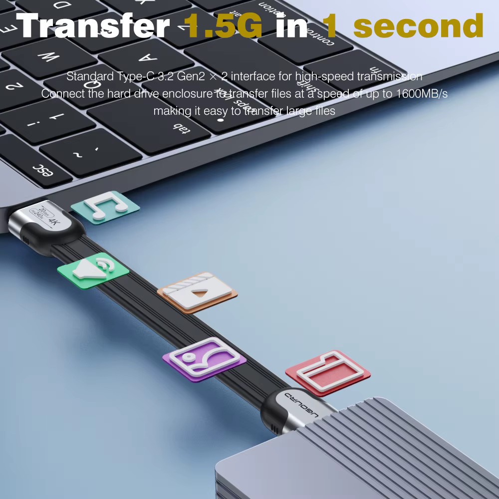 UGOURD USB-C 20Gbps USB3.2 Gen2 * 2 câble de Type C fonction complète transfert rapide