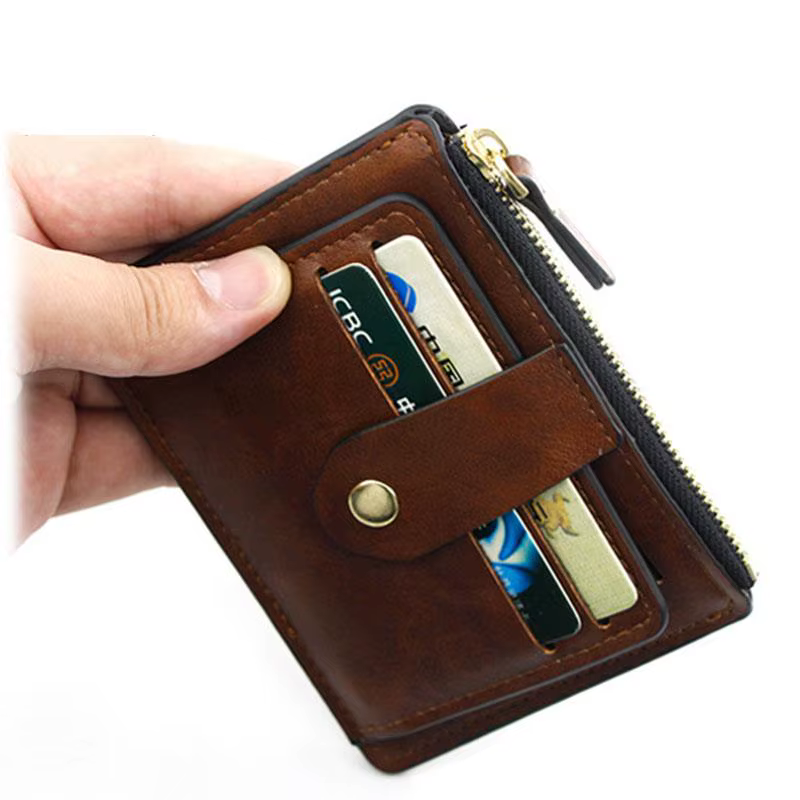 Petit portefeuille de luxe en cuir pour hommes et femmes, porte-carte d'identité de crédit, Slim, avec poche pour pièces de monnaie, porte-monnaie de marque de styliste