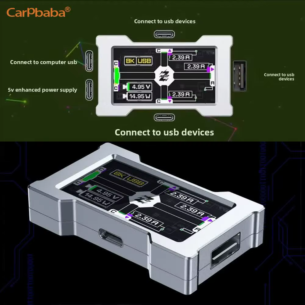 Hub USB G1HM6 8K pour jeux - Hub USB 2 à 3 ports 8000 Hz avec alimentation indépendante et écran