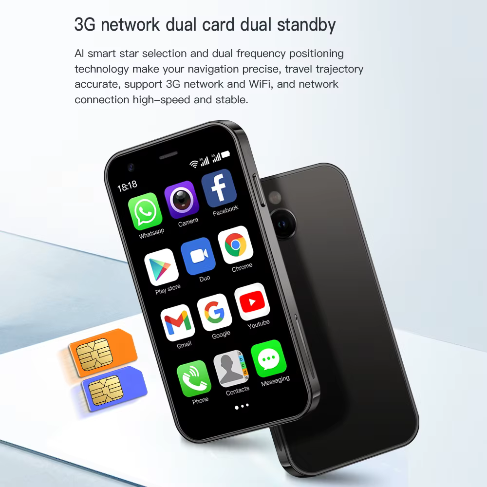 SOYES XS15 Mini Smartphone 3.0 "Android8.1 Quad-core 2GB RAM 16GB ROM double SIM veille réseau 3G petit téléphone