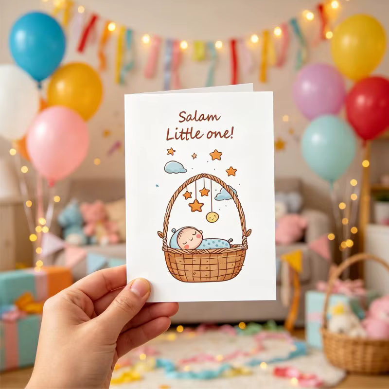 Carte de vœux pour bébé nouveau-né avec enveloppe, message amusant de bénédiction, carte d'anniversaire