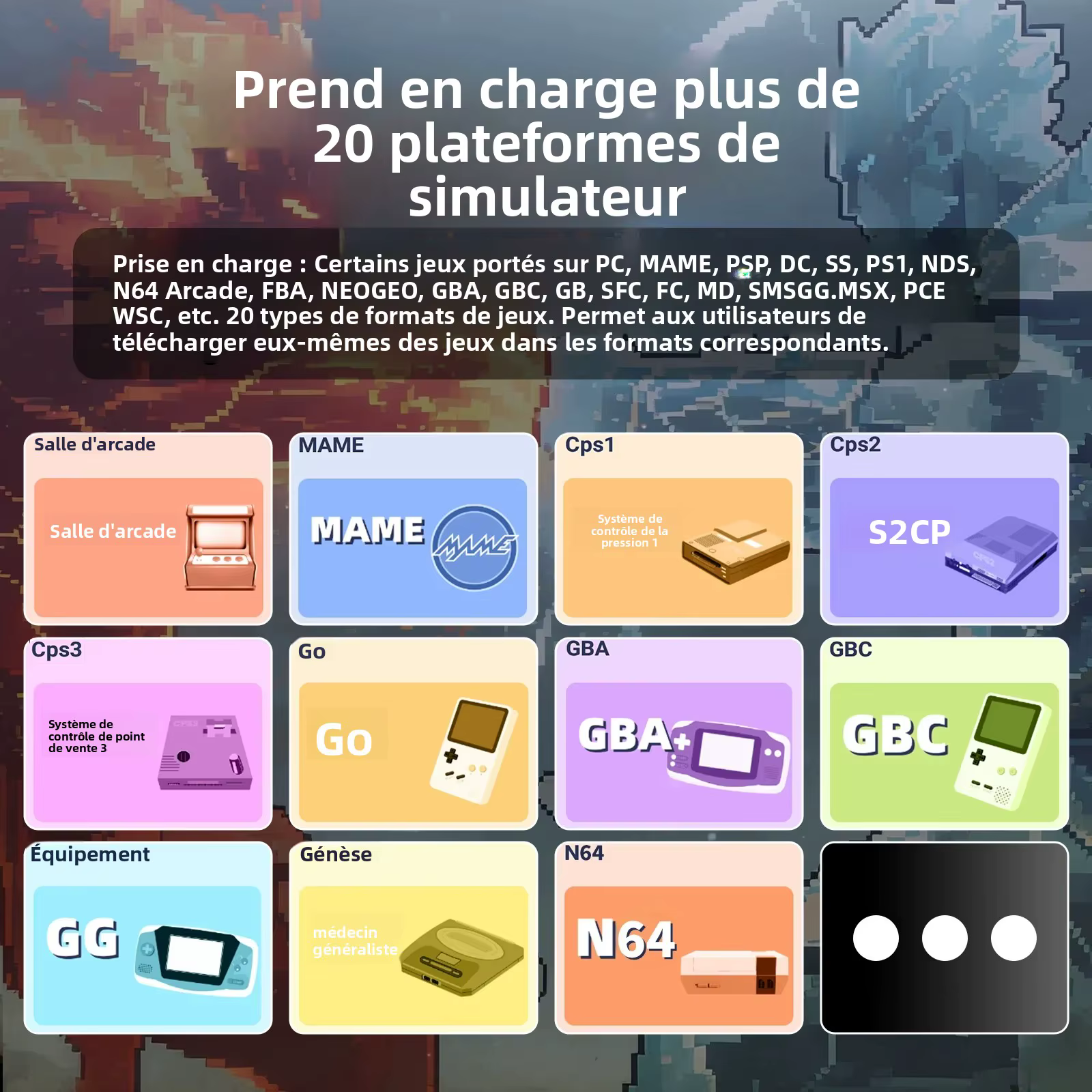 GAMINJA ANS13 Console de jeu vidéo Portable rétro écran IPS de 4.0 pouces système de jeu de poche