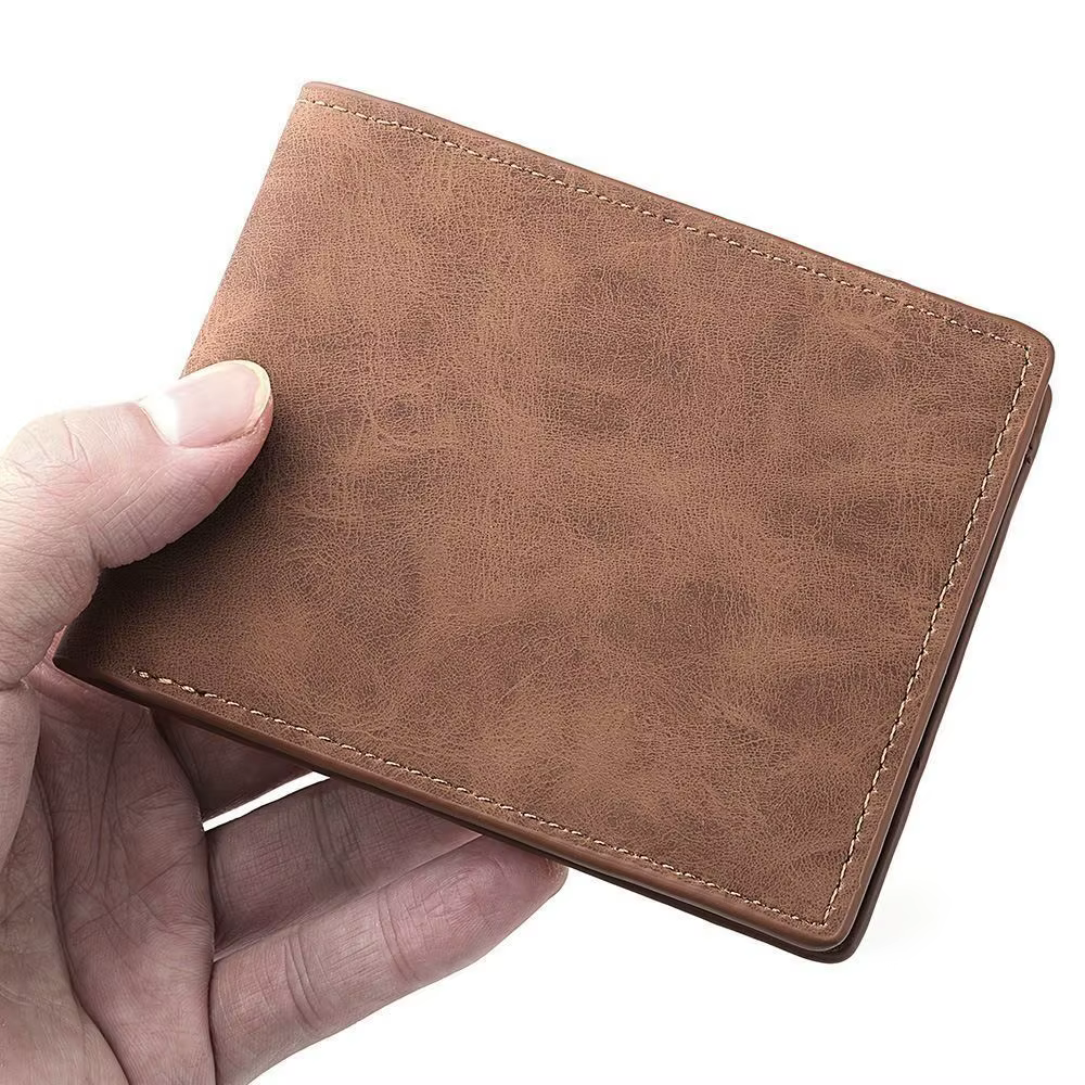 Portefeuille pliable en cuir PU pour homme, porte-monnaie de grande capacité, fente multi-cartes, court, mode