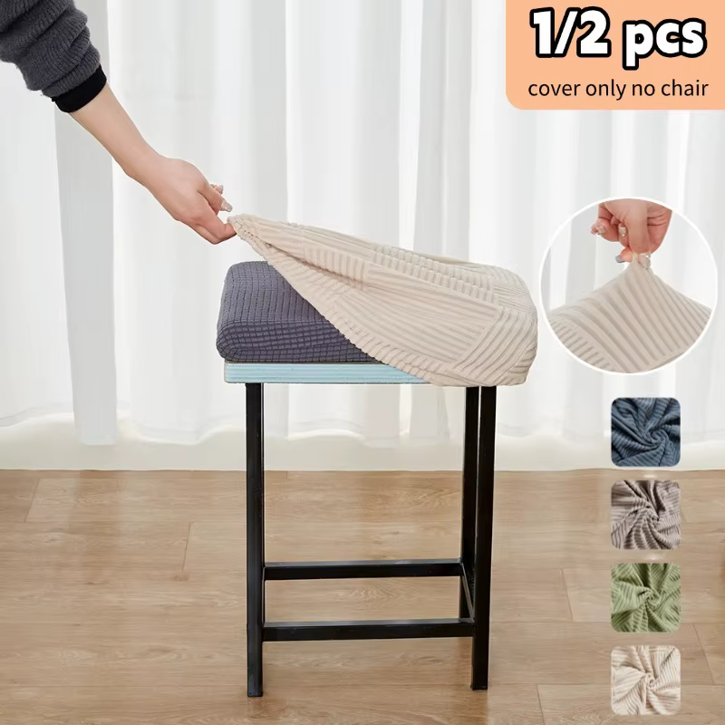 Housse de chaise de bar anti-salissure en jacquard, extensible et douce, pour tabourets de bar, idéale pour hôtels, salles à manger, cafés et restaurants (1 ou 2 pièces)