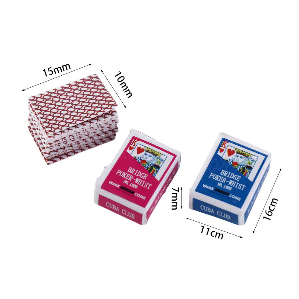 Mini cartes à jouer miniatures pour poupées mignonnes, jeu de poker, accessoire de décoration pour la maison, haute qualité