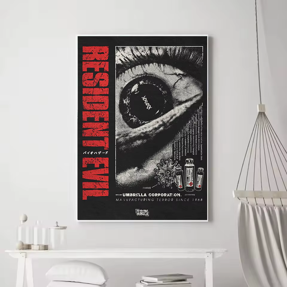 Poster esthétique de jeu vidéo d'horreur Resident-Evil 9 Requiem