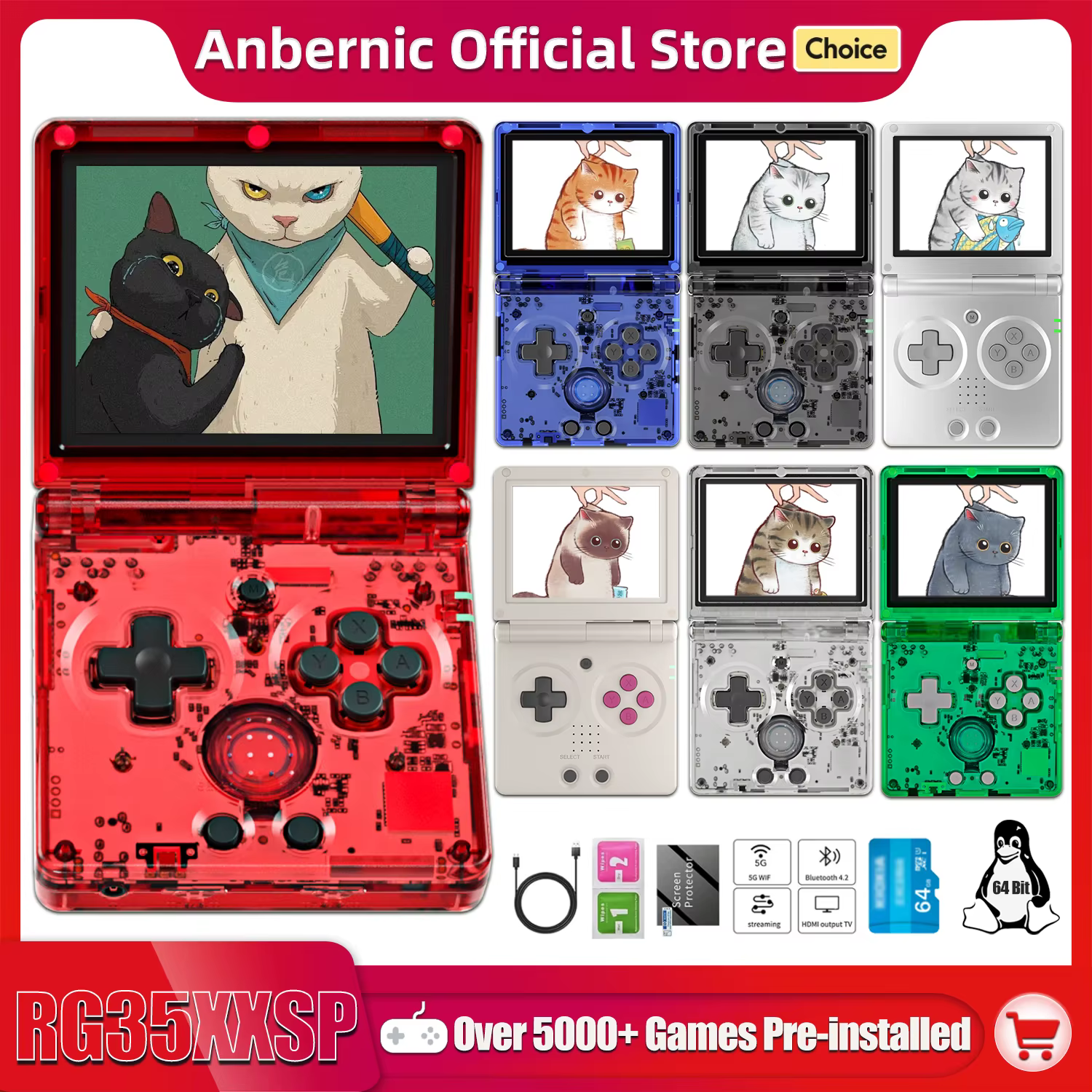Console de jeu portable Anbernic NEW RG35XXSP Flip