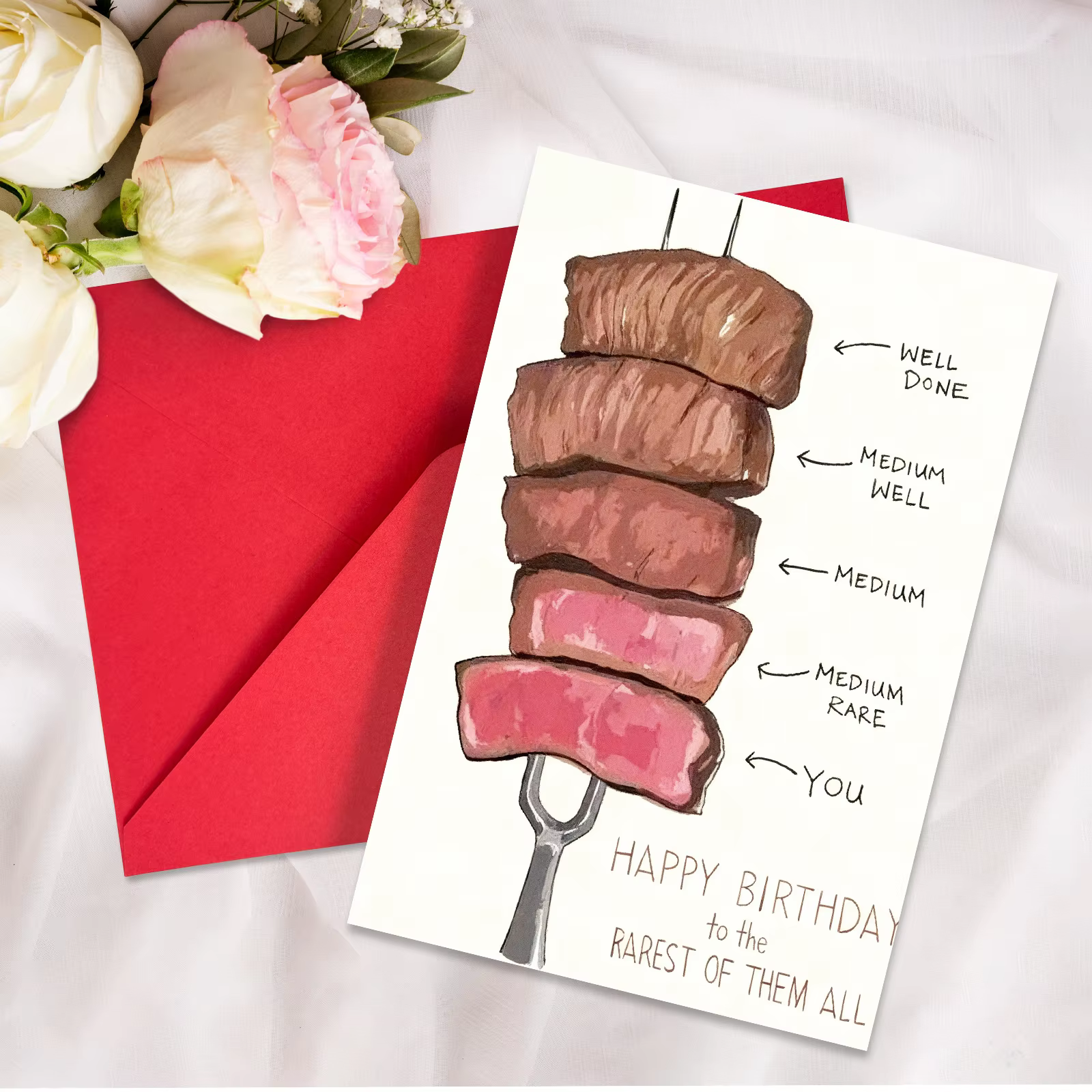Enveloppe de carte de vœux manuscrite joyeux anniversaire, Message de bénédiction de Steak intéressant, enveloppe de carte pliable, décor de fête d'anniversaire