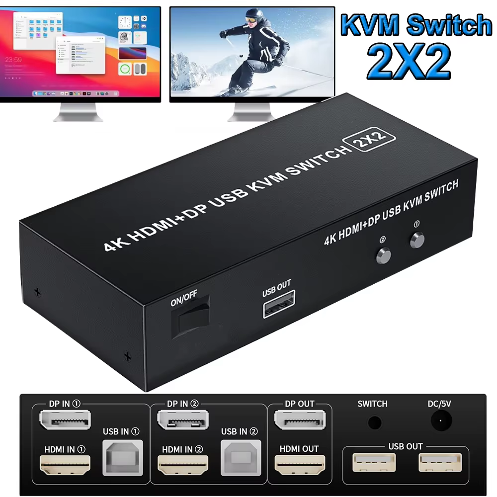Commutateur KVM HDMI DisplayPort pour moniteur touristique