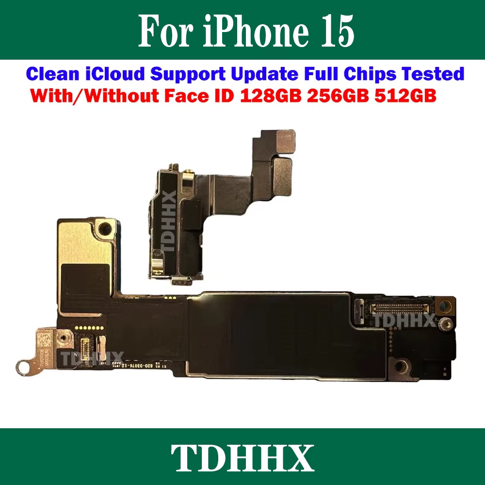 Carte mère authentique double SIM pour iPhone 15 256 Go/128 Go, fonctionnelle avec Face ID, iCloud débloqué, carte logique propre et en bon état