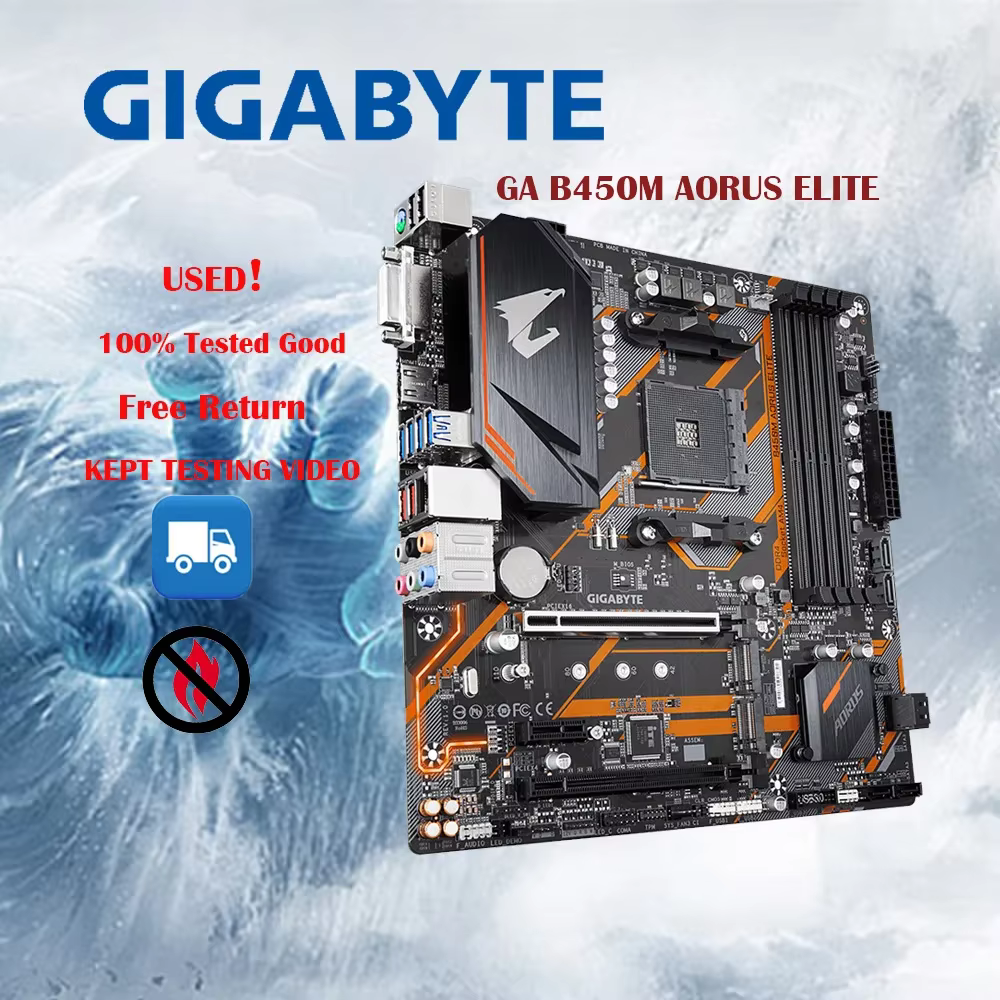 Gigabyte GA B450M AORUS ELITE AMD B450 /4-DDR4 DIMM /M.2 /USB3.1 /Micro-ATX /Nouveau / Max-64G Carte mère AM4 double canal