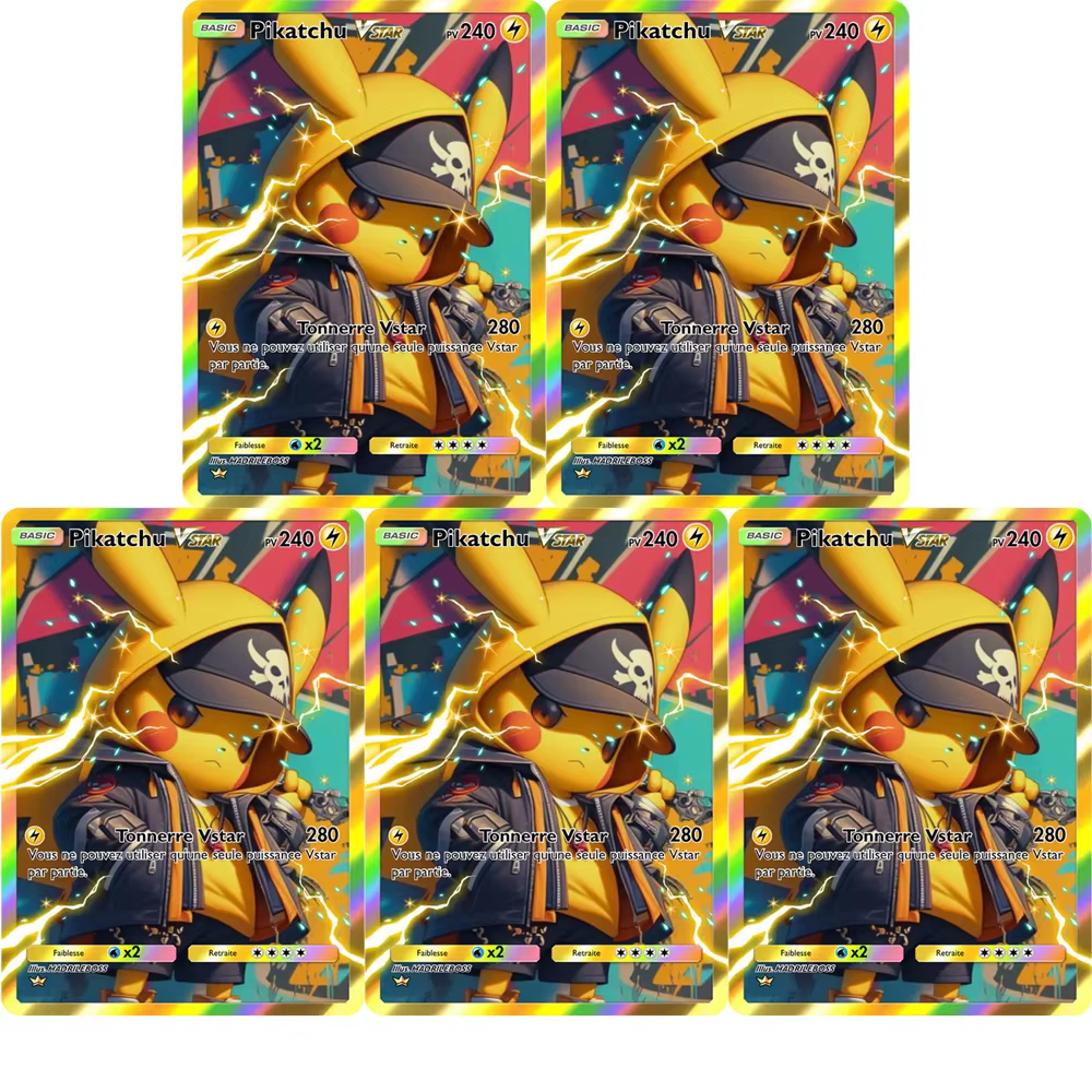Cartes de collection DIY Pikachu VSTAR EN, carte individuelle faite maison, jeu classique, carte d'anime