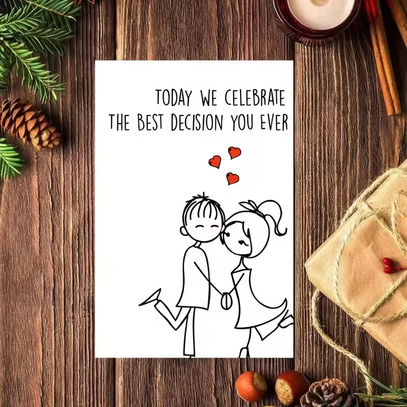 Carte d'anniversaire humoristique, impression couple « Meilleure décision jamais prise », carte de vœux douce et drôle pour partenaire