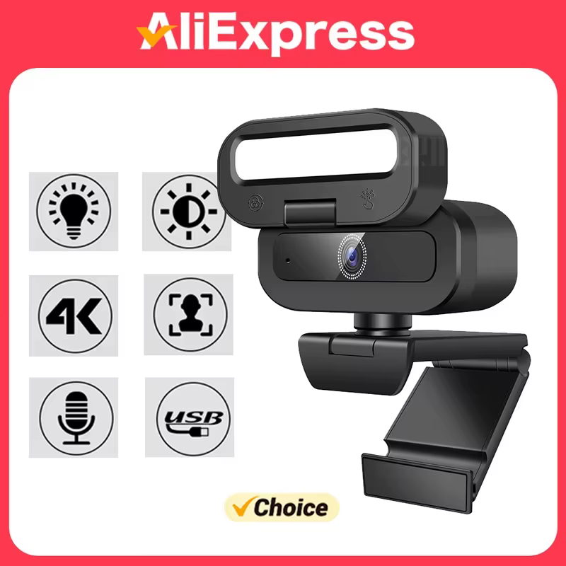 Webcam 4K pour PC avec lumière d'appoint LED