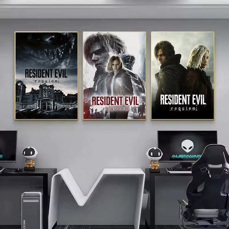 Poster esthétique de jeu vidéo d'horreur Resident-Evil 9 Requiem