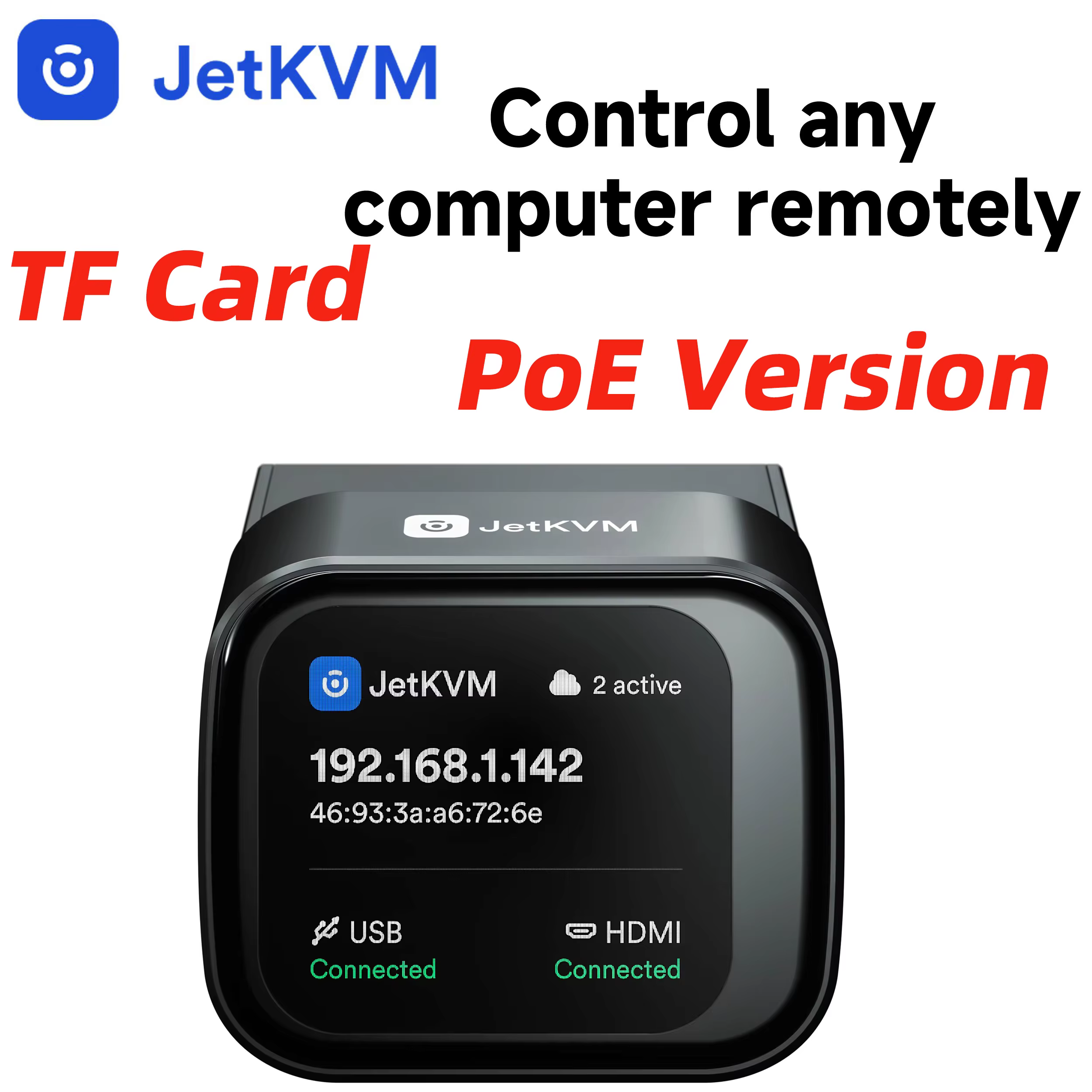 JetKVM IP-KVM Version Carte TF Open Source Gestion à distance sur IP Dispositif d'extension de contrôle de bureau Mac/Win/Linux
