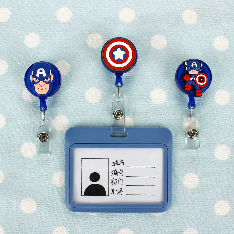 Porte-carte d'identité Captain America Marvel avec clip réglable pour carte d'employé, carte d'infirmière, carte de poitrine, carte de bus étudiante