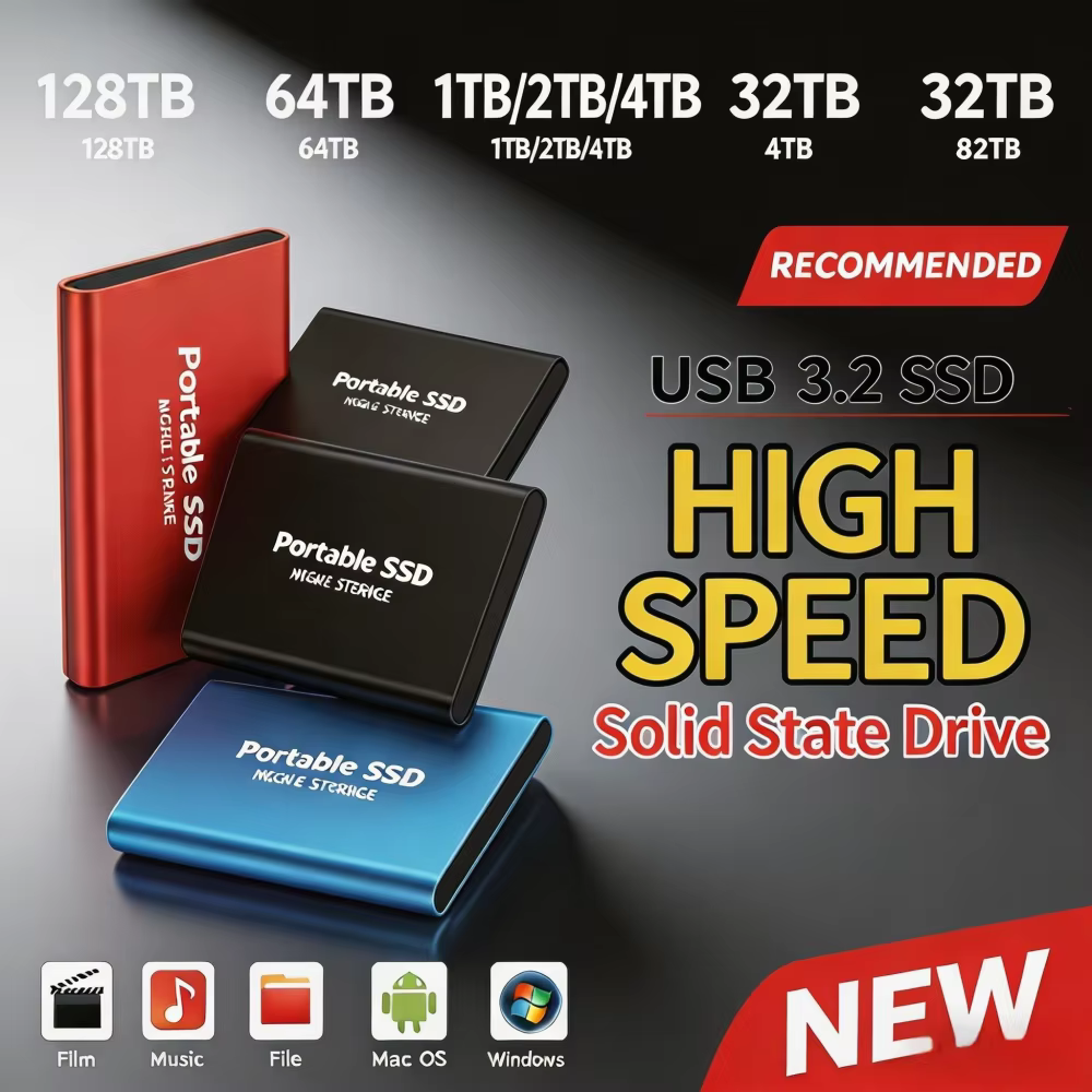Disque dur externe SSD haute vitesse 1 To/2 To pour ordinateur portable/ordinateur de bureau/Mac - Nouveau