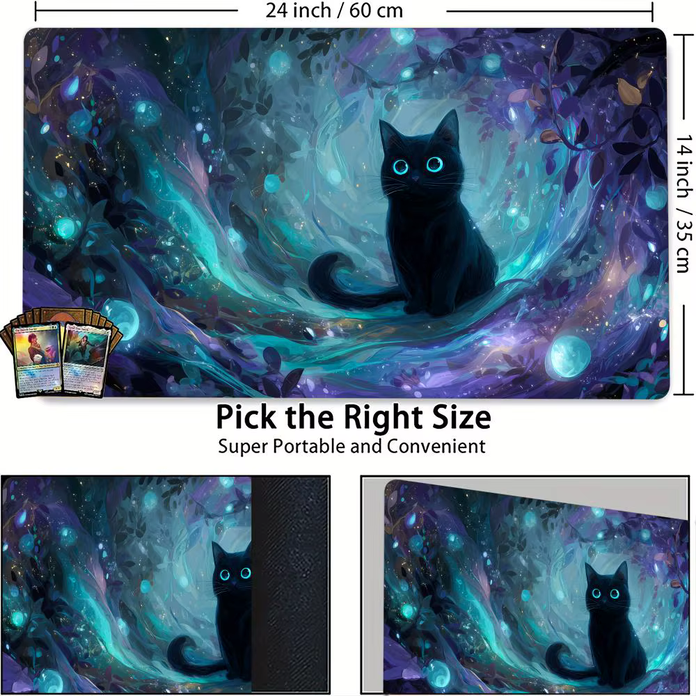 Tapis de jeu Magic The Gathering (MTG) motif Chat Noir Mystérieux