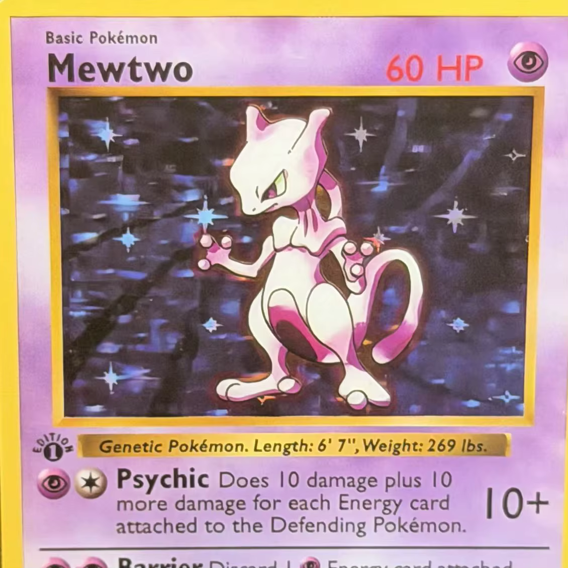 Carte Proxy de Jeu PTCG DIY 1999 POKEMON MEWTWO Non-HOLO GEM MT 1ère Édition Base Set GAME GREY HAT VAN GOGH Cadeau Jouet