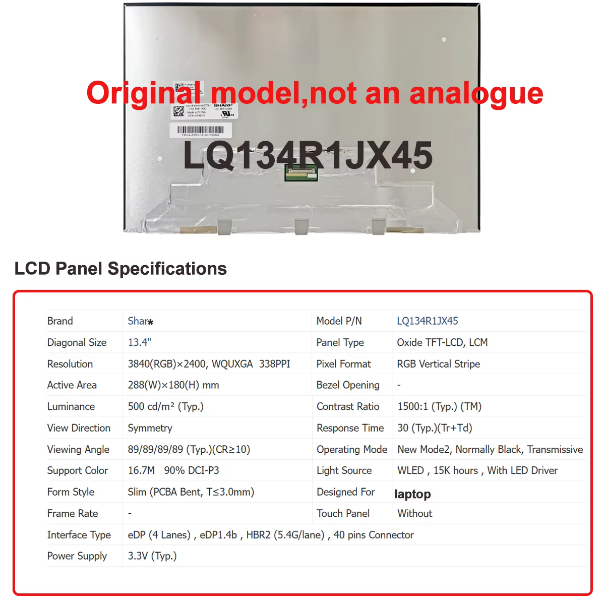 Écran LCD d'origine neuf A+ 13