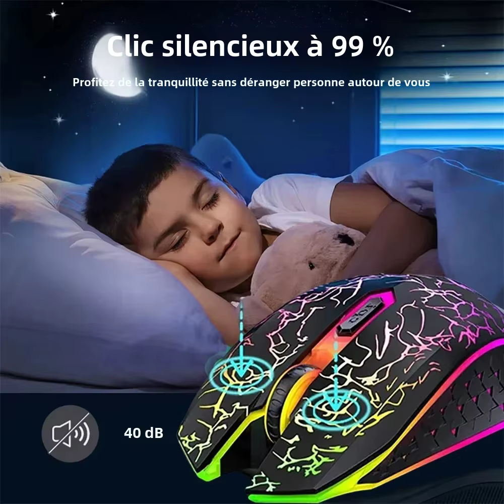 Souris sans fil Bluetooth 5.2 RGB 2.4G