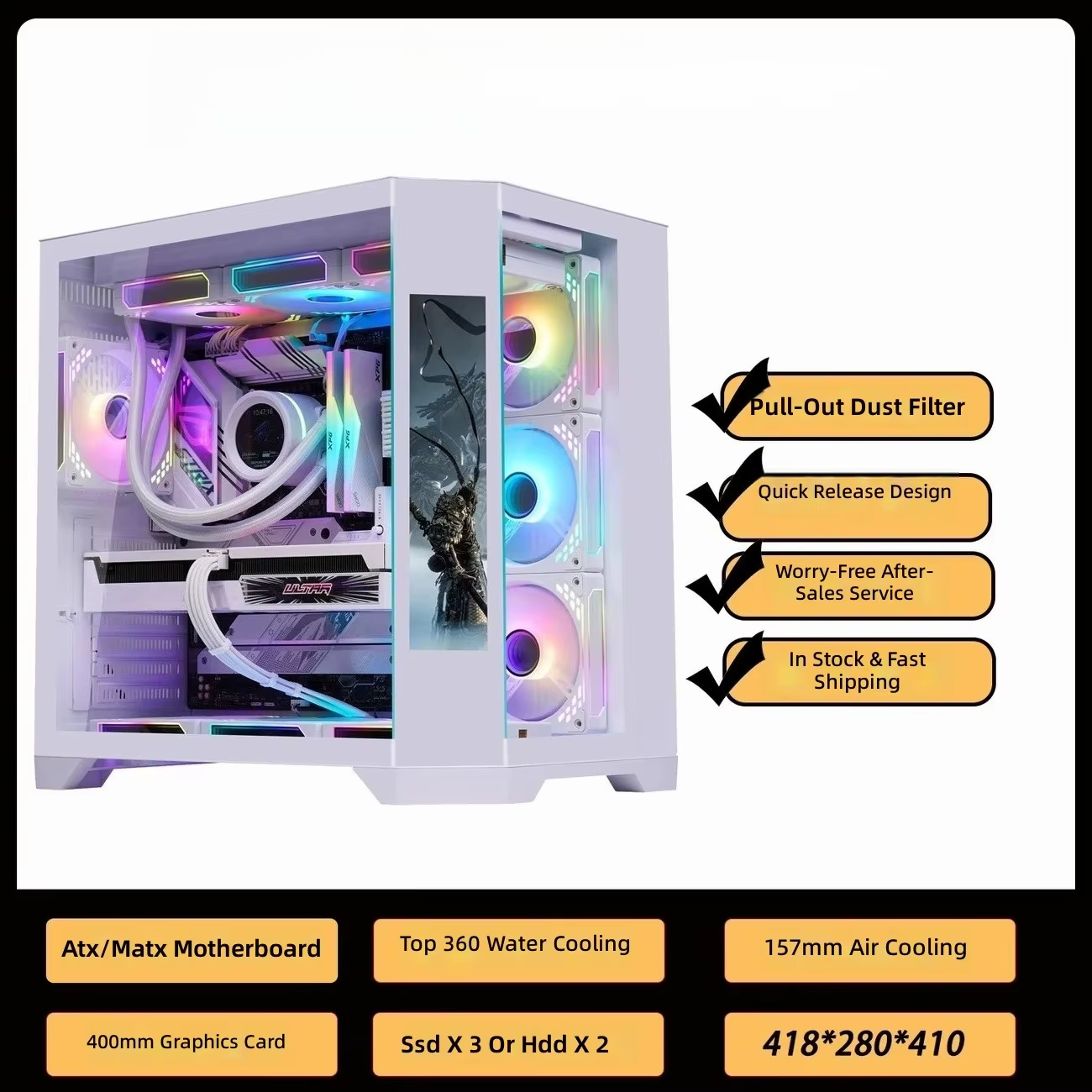 Boîtier PC Gaming avec écran LCD