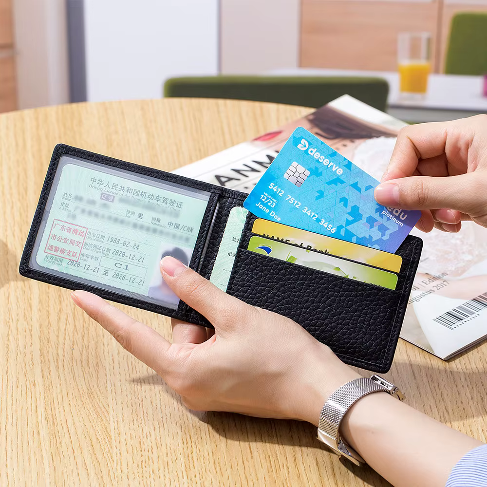 Porte-cartes en cuir de vachette pour hommes, planificateur de conducteur, porte-cartes d'affaires, porte-cartes de crédit, sac à main fin, couverture RFID
