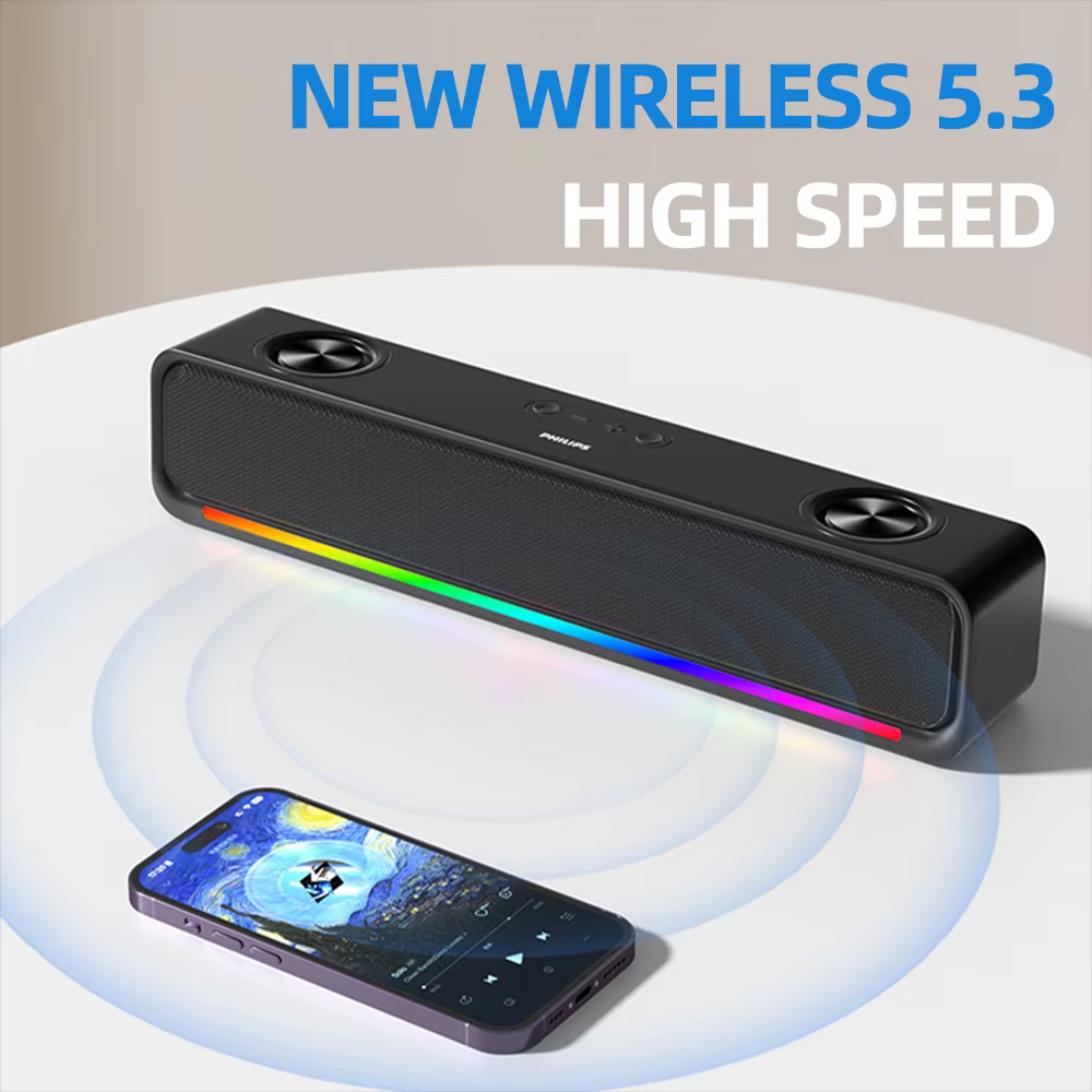 Philips SPA6209 haut-parleur multimédia de bureau sans fil 5.3 Double klaxon RGB barre de son de musique de jeu pour