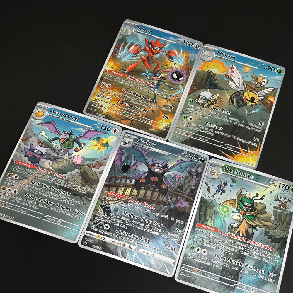 Cartes de collection Pokémon, jeu de cartes, cadeau, 5 pièces, jouets PTCG, Scizor, Crobat, Decidueye, Ninjask, Aerodactyl, style Flash Card Battle Pokemon