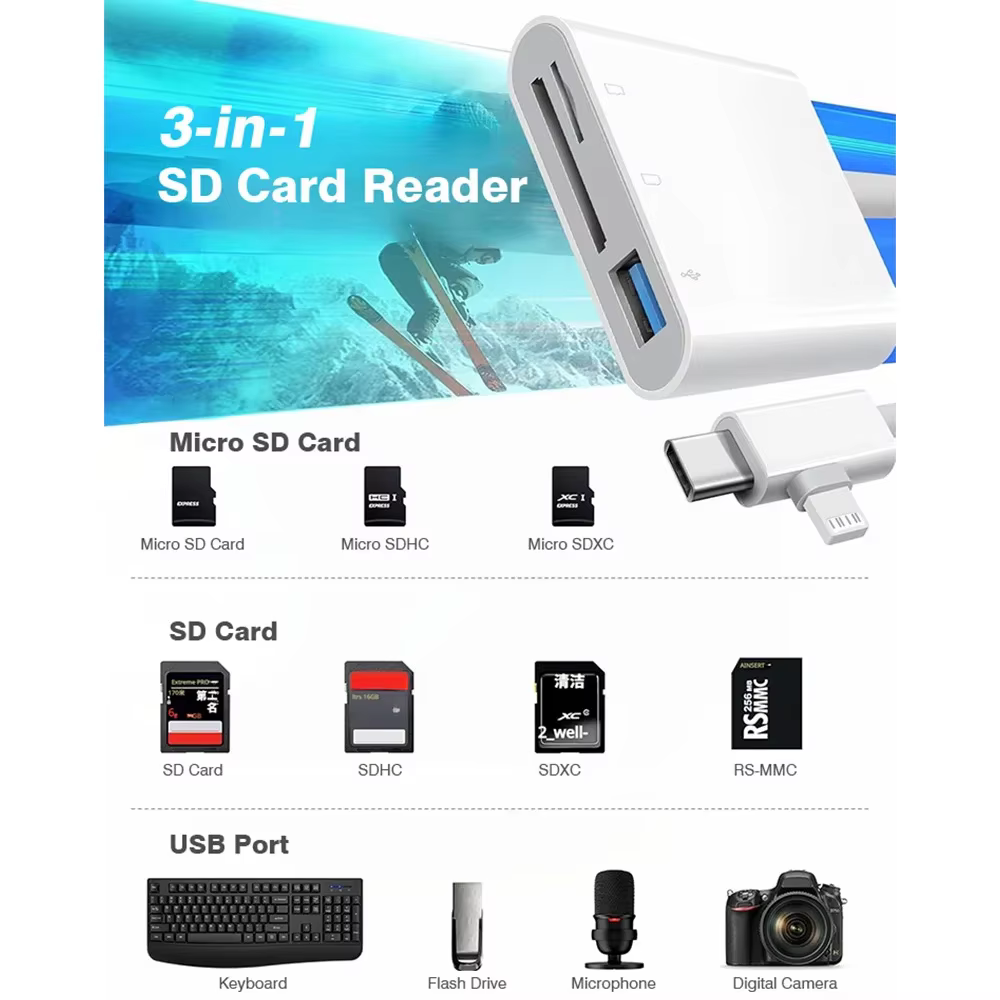 Lecteur de carte OTG 3 en 2