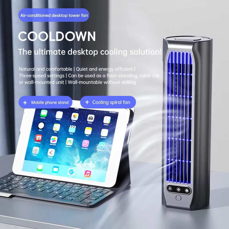Ventilateur de bureau portable Lenovo, rechargeable par USB, silencieux, à fixation murale, pour cuisine, bureau, chambre, avec support pour téléphone, climatiseur